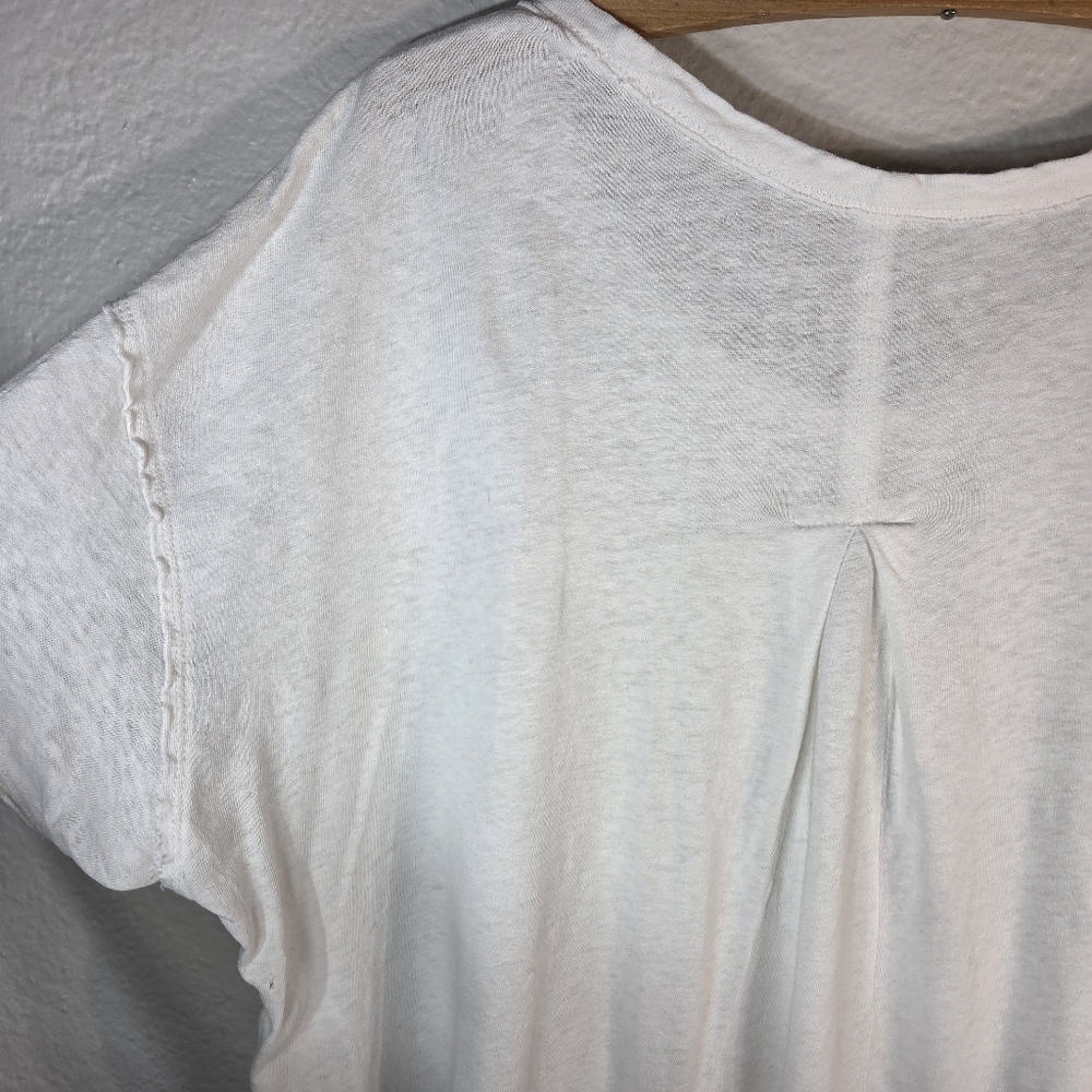 Pilcro Oversized Linen Lightweight Cap Muscle Tee Causal Sz L White Assimetrical - Picture 10 of 15